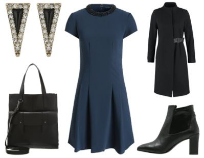 1. How To Wear Navy To Work: Navy + Edgy Black