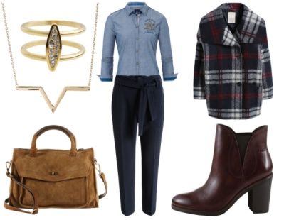 3. How To Wear Navy To Work: Navy + Preppy Bordeaux Red